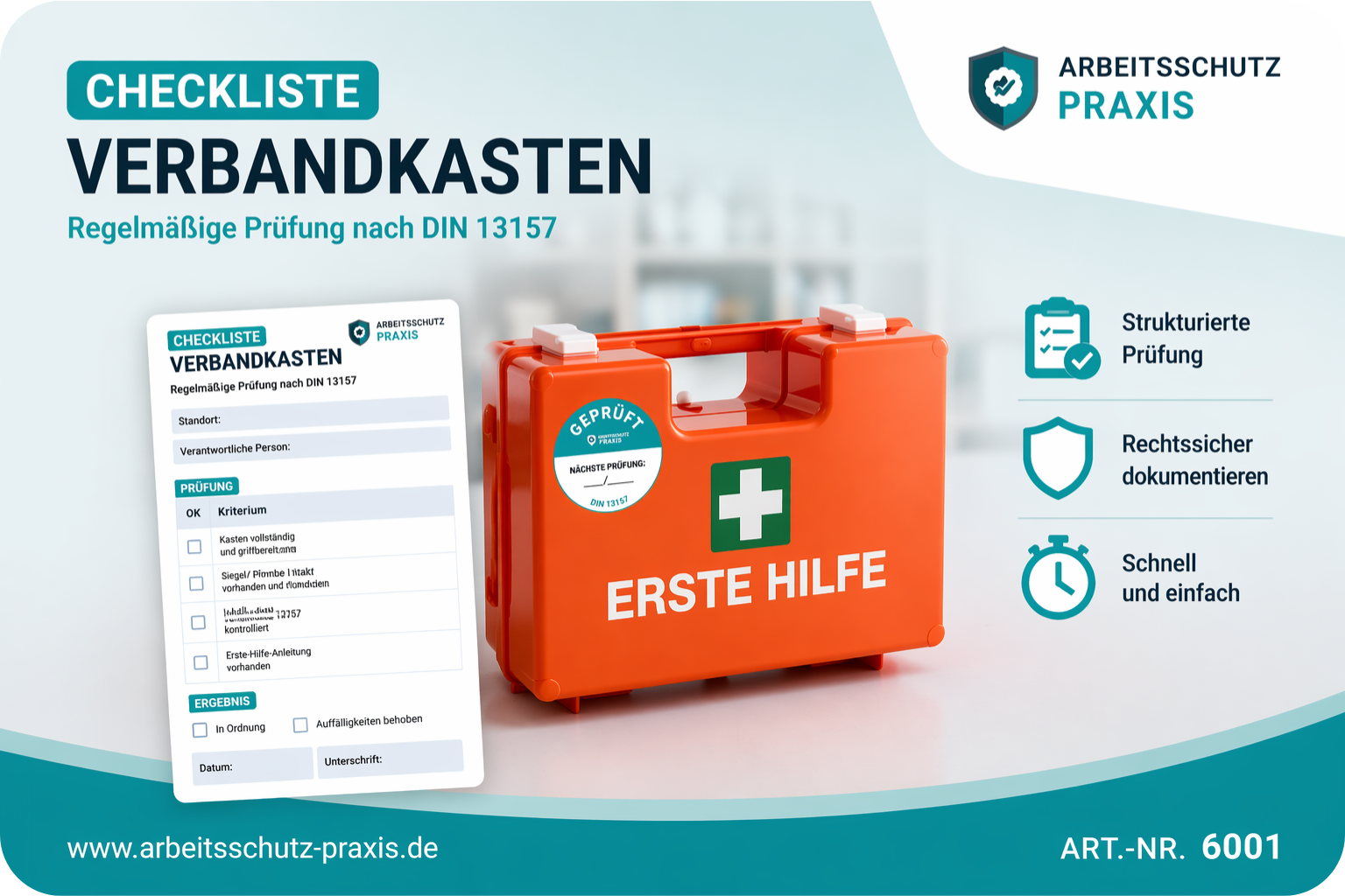Checkliste Verbandkasten DIN 13157 (6001)